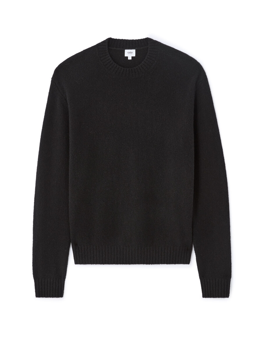schwarzer bouclé-pullover aus wollmischung