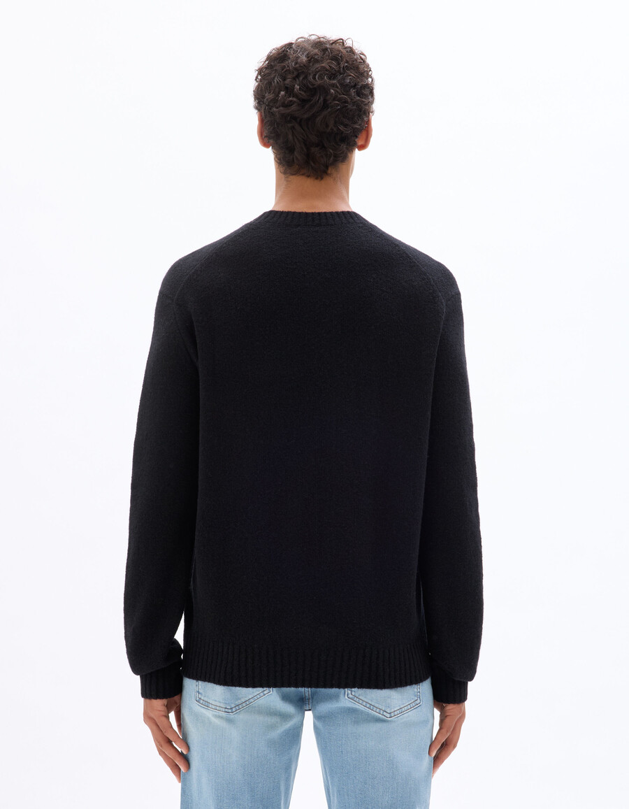 schwarzer bouclé-pullover aus wollmischung