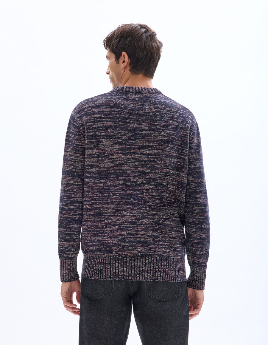 rundhalspullover aus 100 chenille-baumwolle