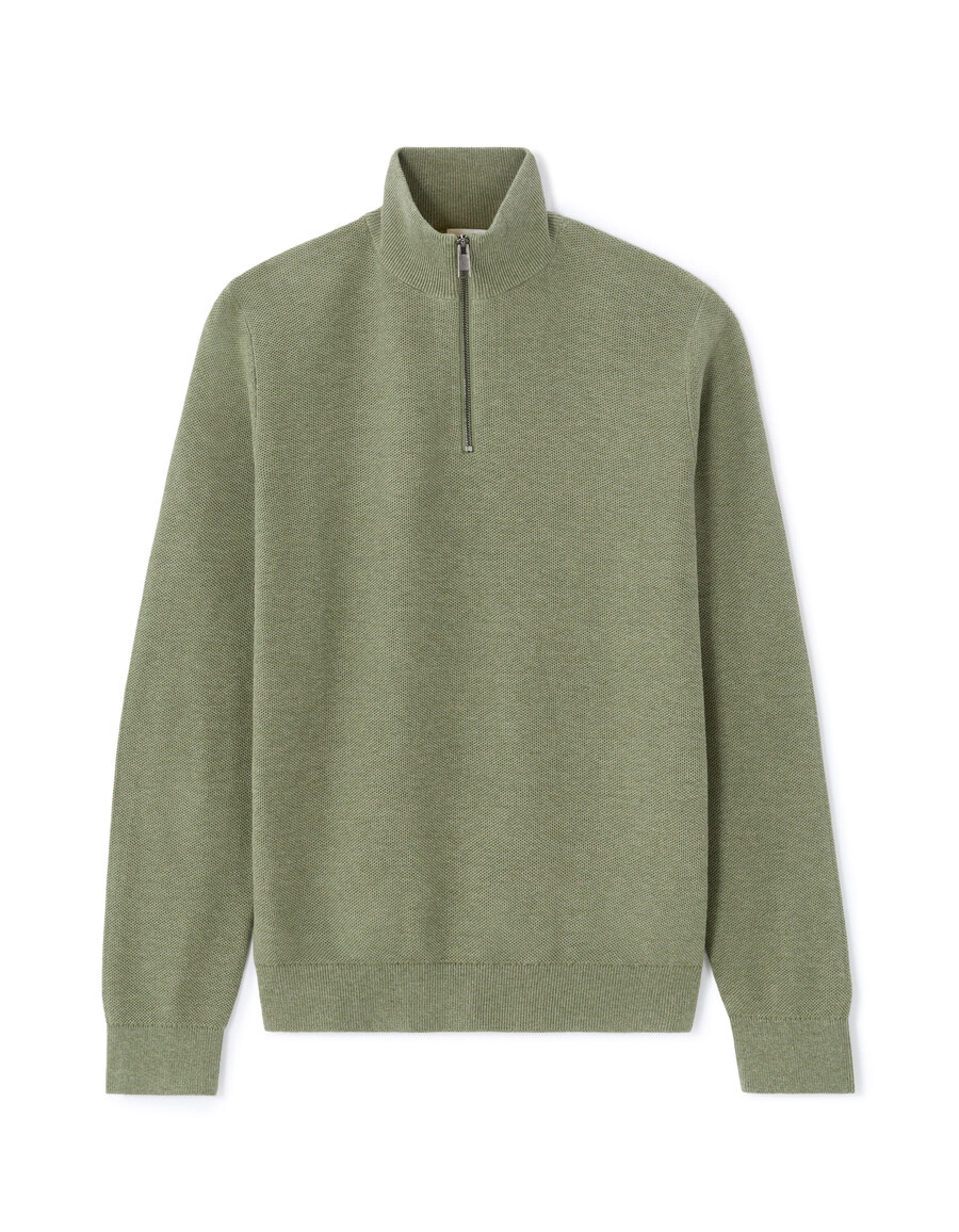 pullover mit viertelreißverschluss aus 100 baumwolle
