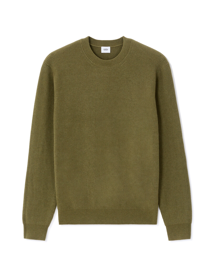 gerippter pullover mit rundhalsausschnitt