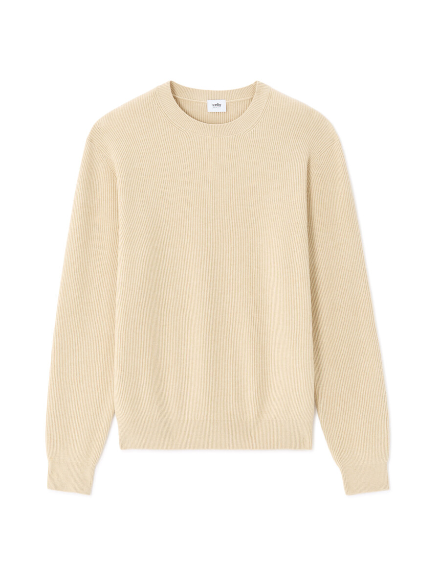 gerippter pullover mit rundhalsausschnitt