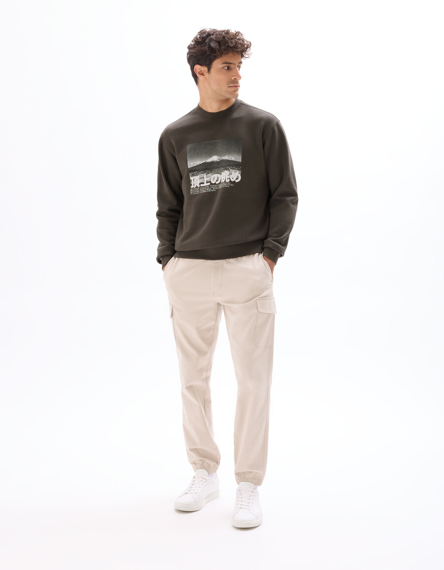 sweatshirt mit rundhalsausschnitt und regulärer passform und asiatischem muster