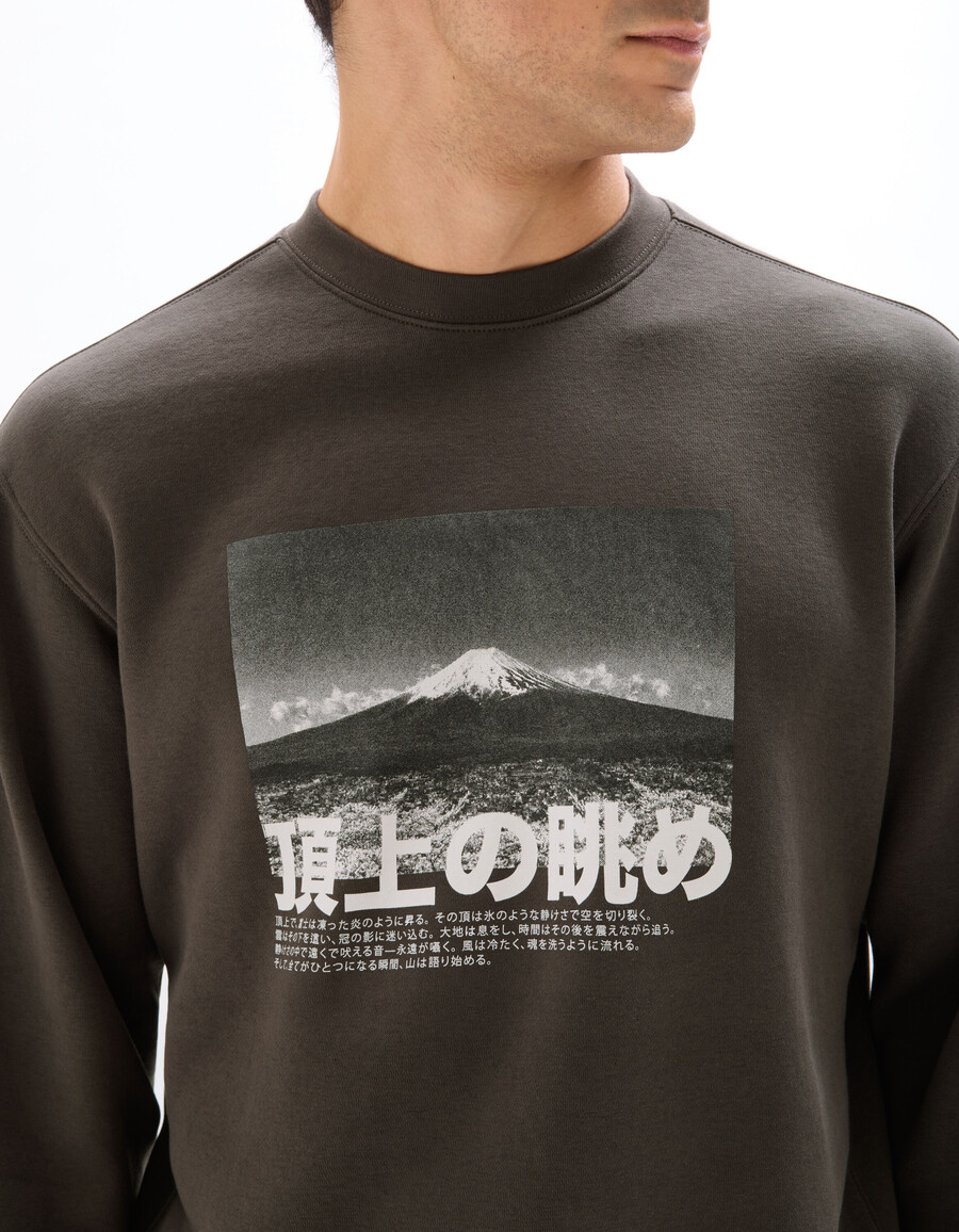 sweatshirt mit rundhalsausschnitt und regulärer passform und asiatischem muster