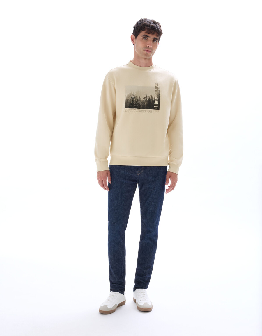sweatshirt mit rundhalsausschnitt und regulärer passform und asiatischem muster