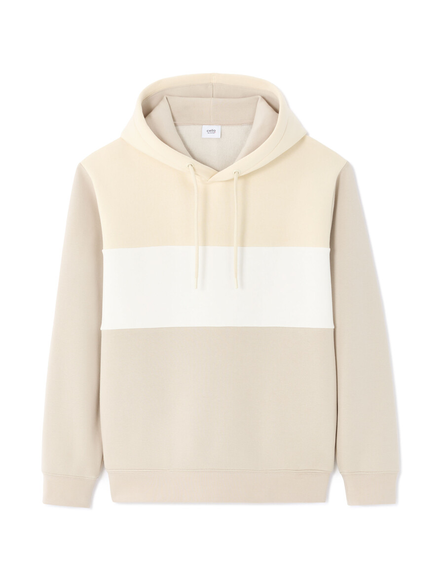 beigefarbener hoodie mit farbblock-design reguläre passform