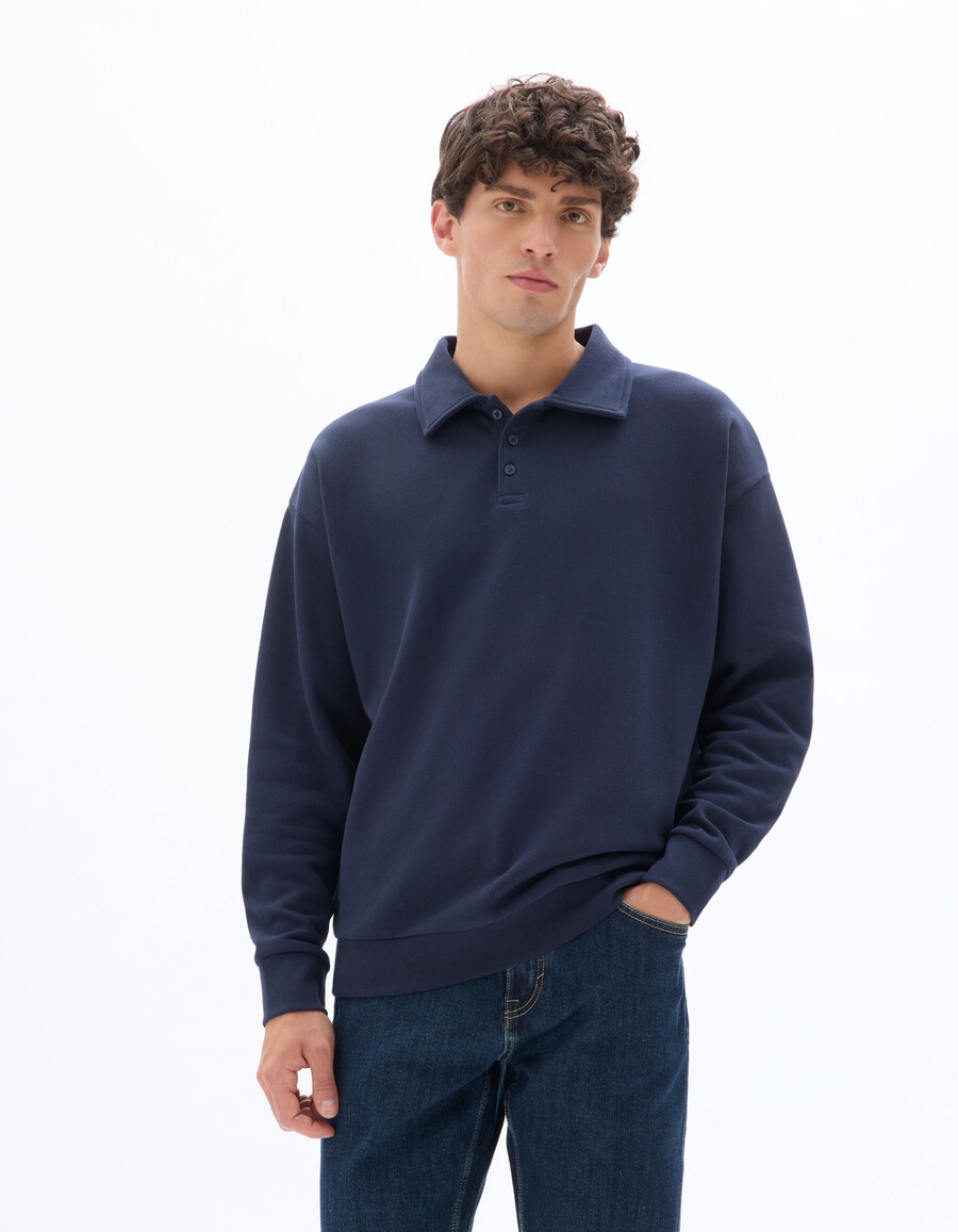 regular piqué polo-sweatshirt