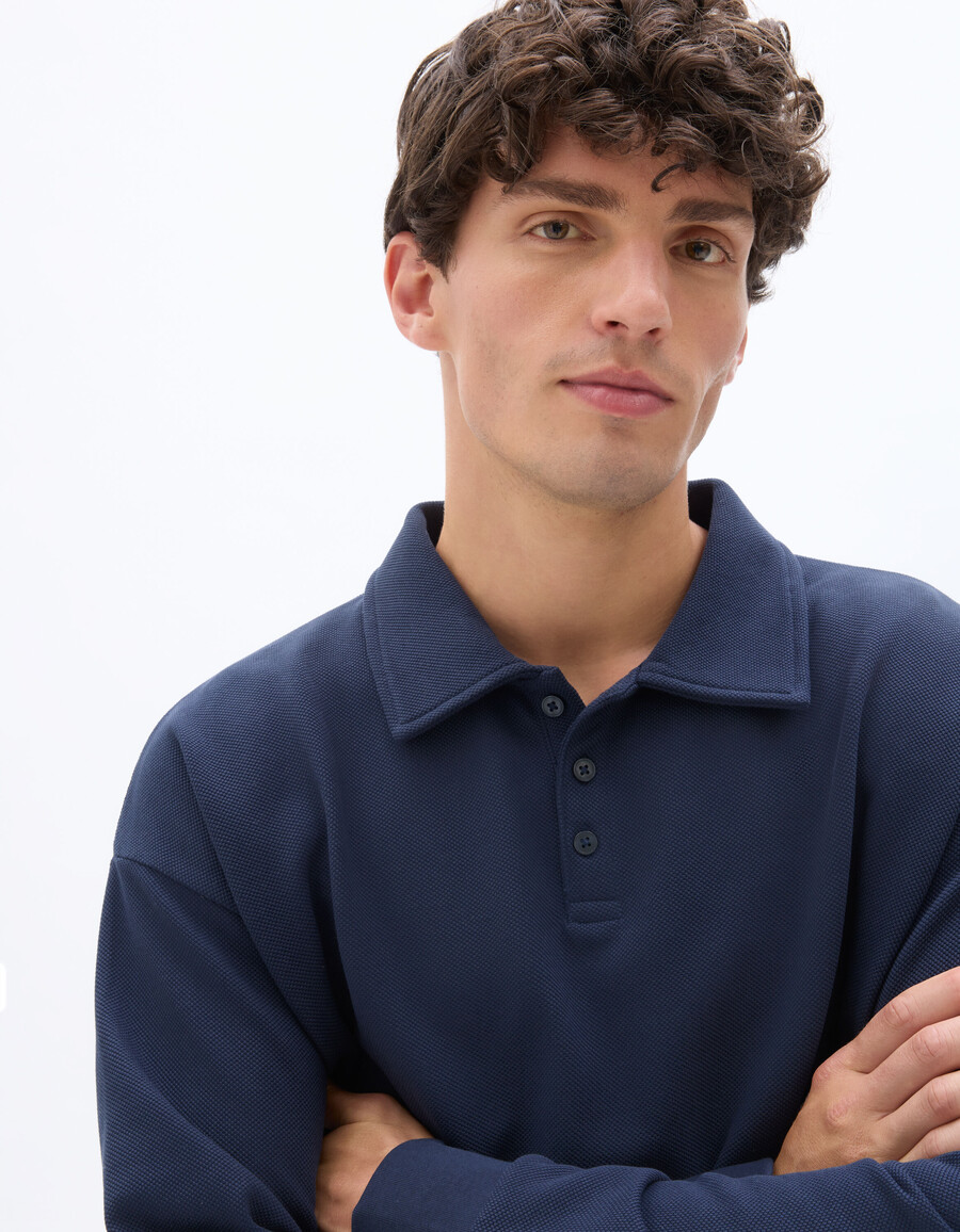 regular piqué polo-sweatshirt