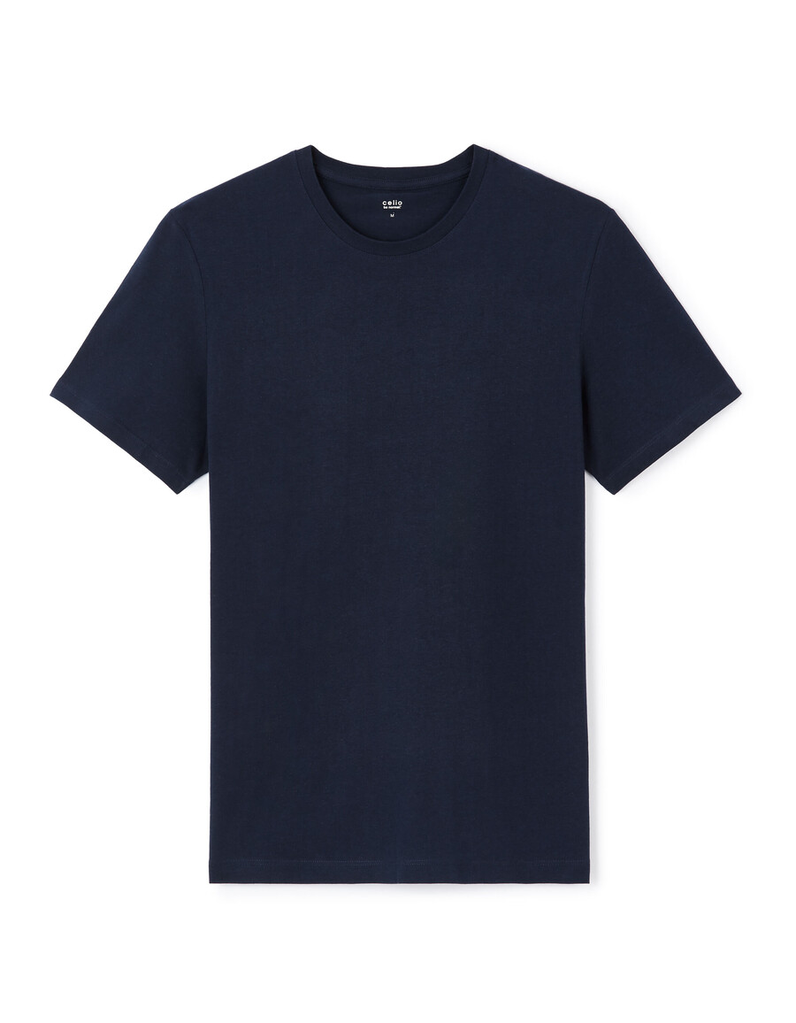 normales rundhals-t-shirt aus 100 baumwolle lang