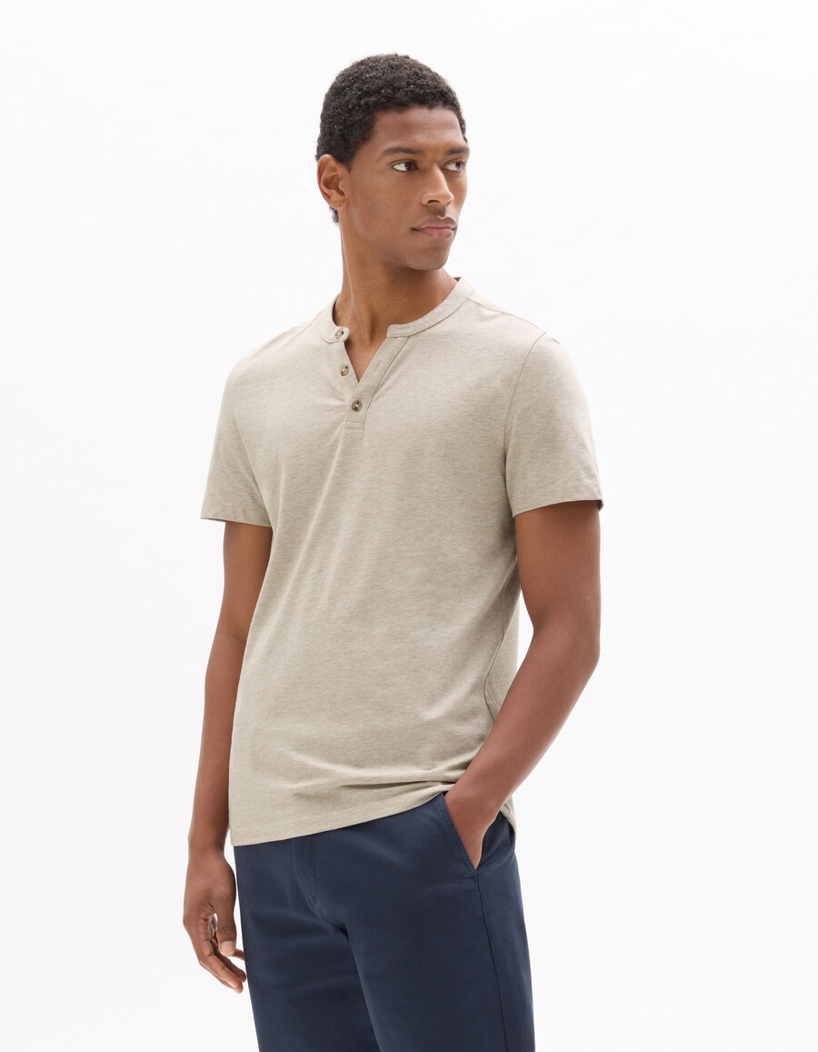 henley-t-shirt in regulärer passform baumwollmischung