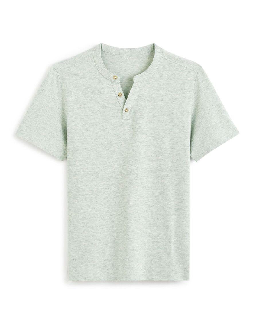 henley-t-shirt aus baumwollmischgewebe mit regulärer passform