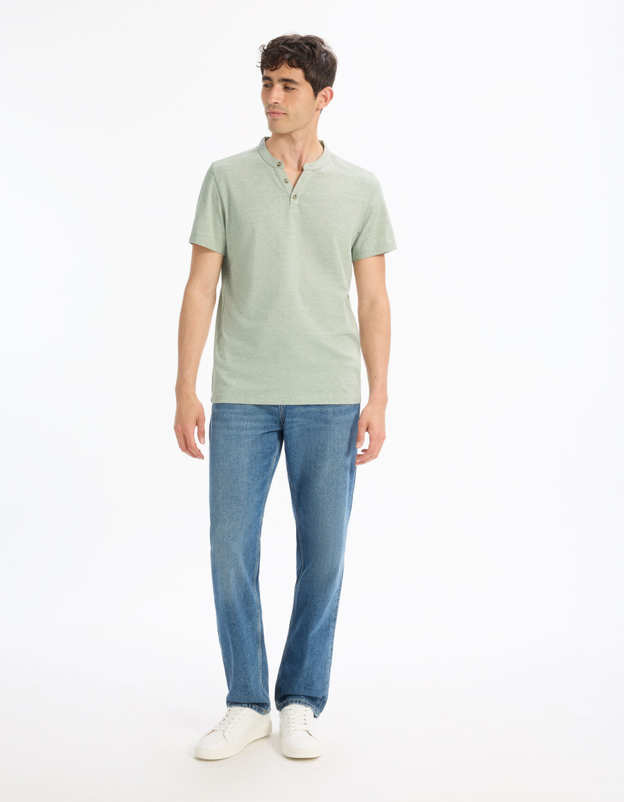 henley-t-shirt aus baumwollmischgewebe mit regulärer passform