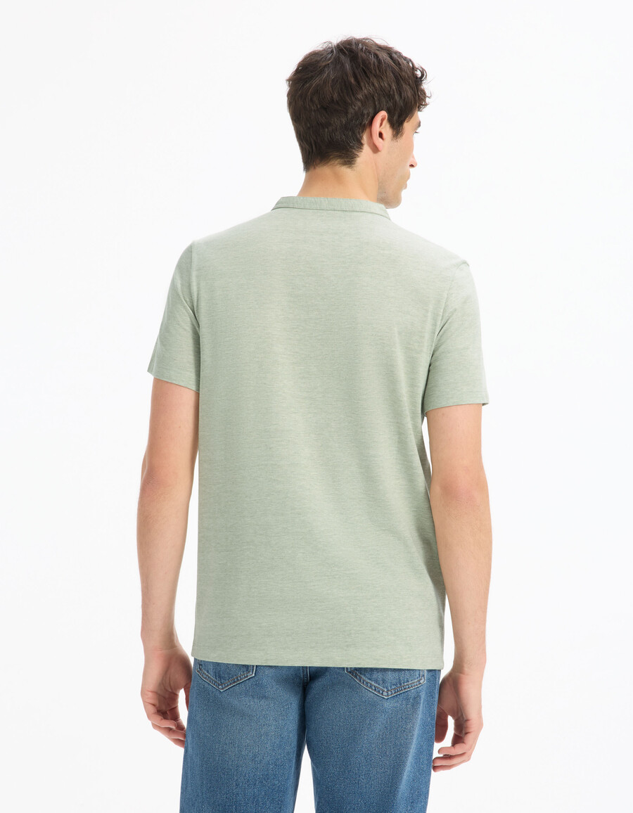 henley-t-shirt aus baumwollmischgewebe mit regulärer passform