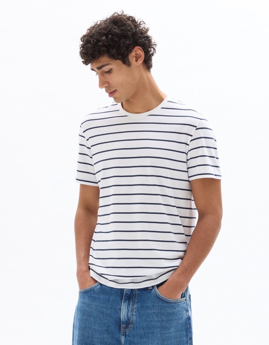 gestreiftes t-shirt mit geradem schnitt 100 baumwolle