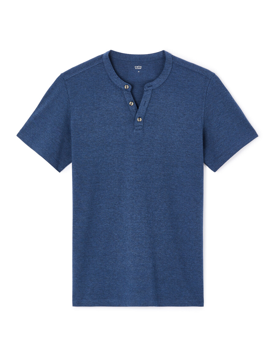 henley-t-shirt aus baumwollmischgewebe mit regulärer passform
