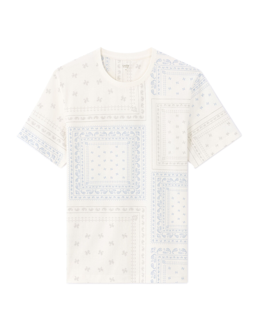 kastenförmiges t-shirt mit rundhalsausschnitt 100 blumenmuster