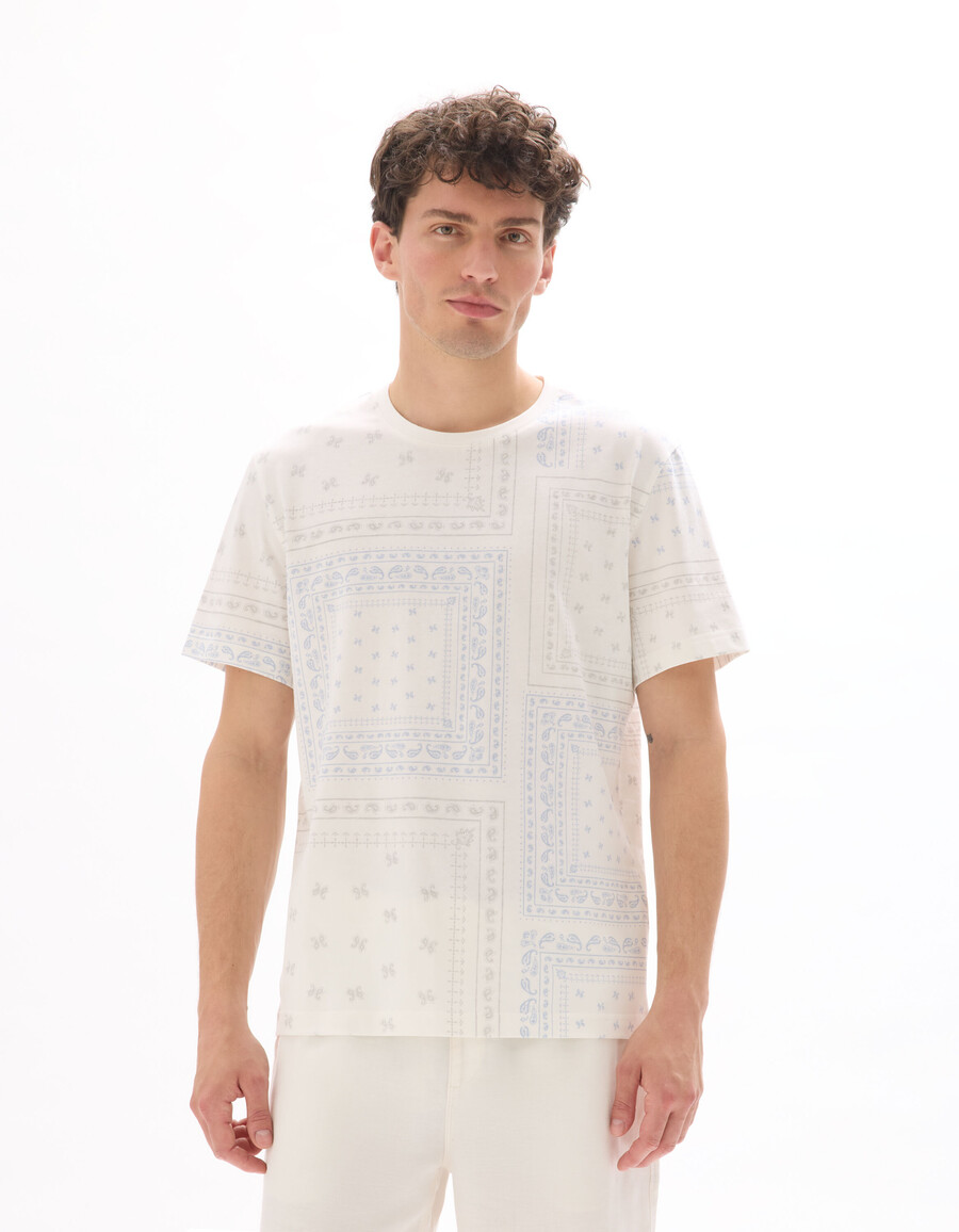 kastenförmiges t-shirt mit rundhalsausschnitt 100 blumenmuster