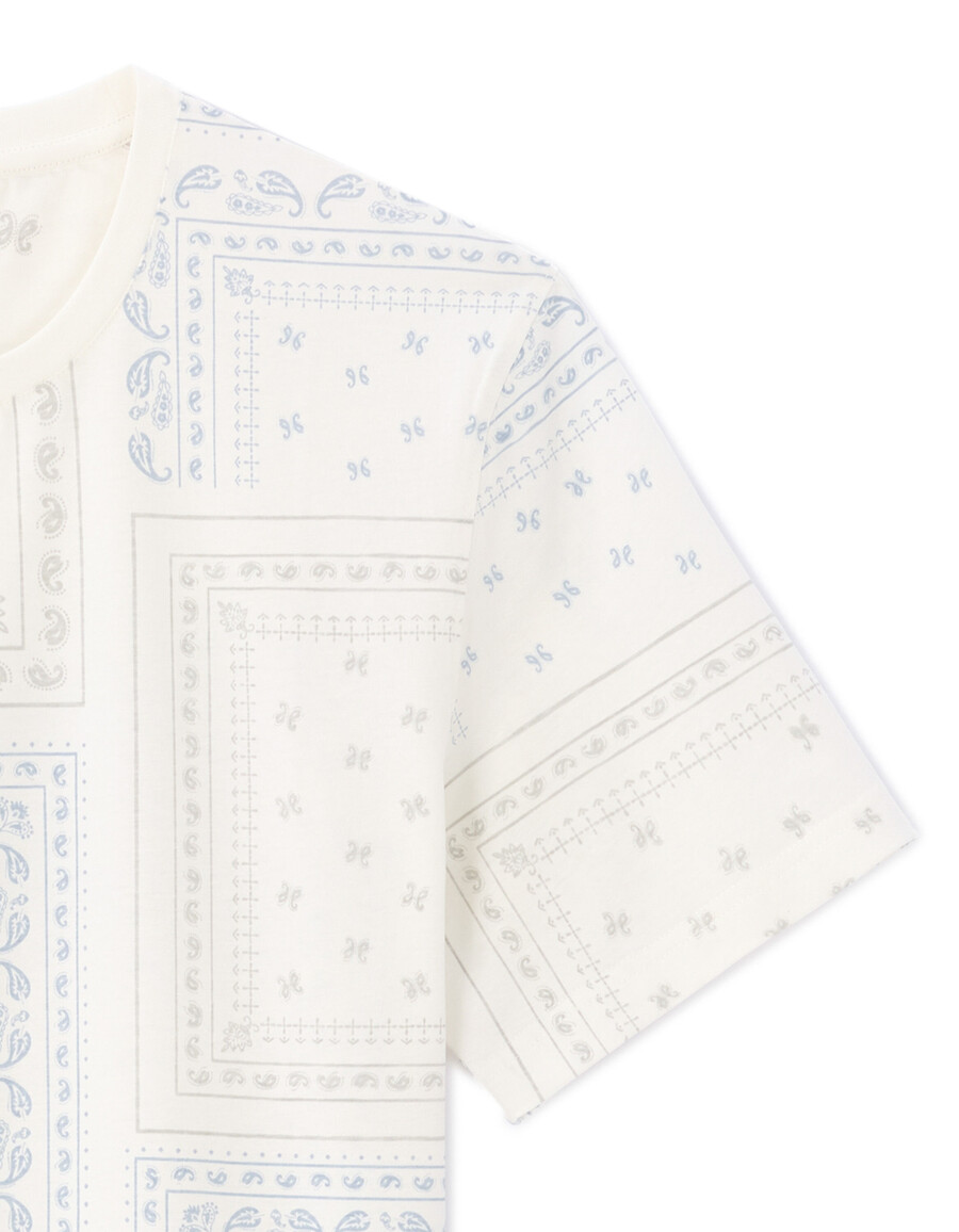 kastenförmiges t-shirt mit rundhalsausschnitt 100 blumenmuster