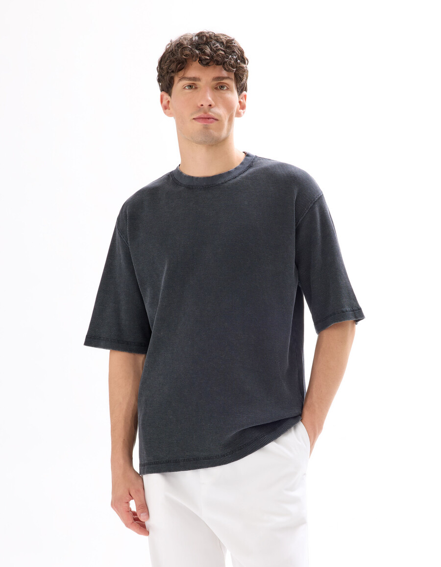 oversized t-shirt mit rundhalsausschnitt 100 waffelstrick-baumwolle
