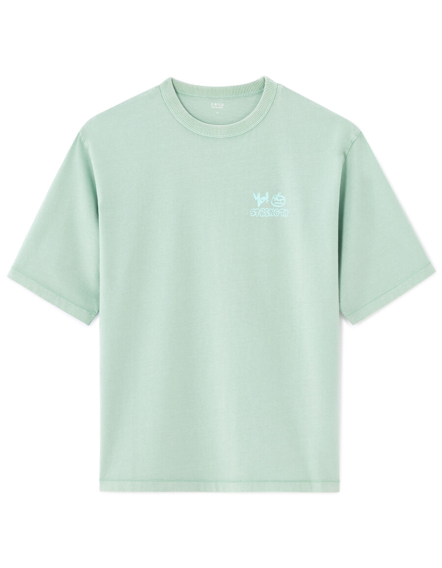 oversized-t-shirt mit rundhalsausschnitt 100 baumwolle bedruckt