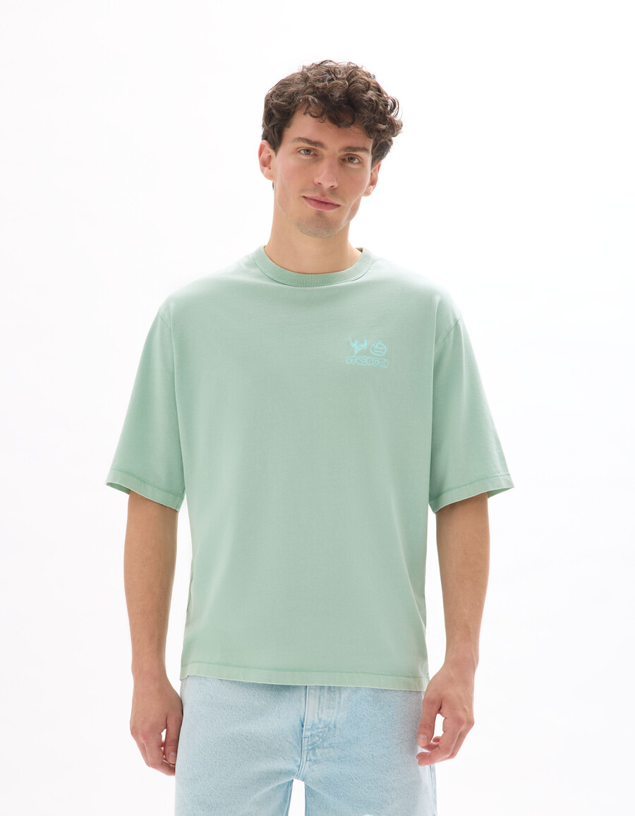 oversized-t-shirt mit rundhalsausschnitt 100 baumwolle bedruckt