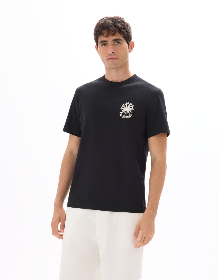 kastenförmiges t-shirt mit rundhalsausschnitt 100 baumwolle stadtmotiv