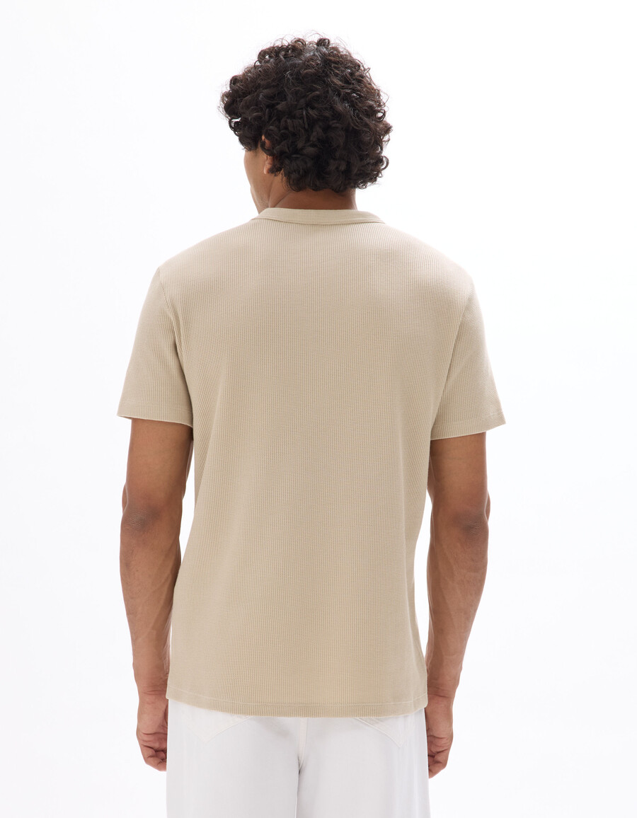 regular fit henley-waffelpapp-t-shirt aus 100 baumwolle