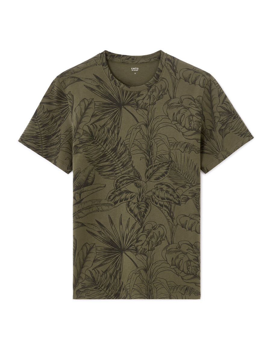 normal geschnittenes t-shirt mit rundhalsausschnitt 100 baumwolle mit blumenmuster