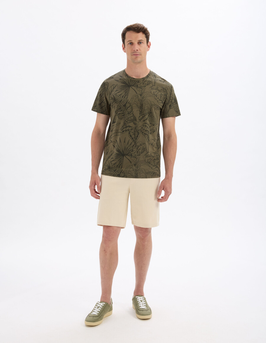normal geschnittenes t-shirt mit rundhalsausschnitt 100 baumwolle mit blumenmuster