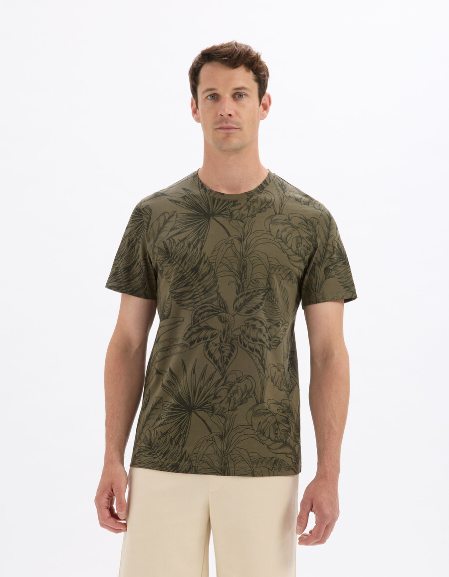 normal geschnittenes t-shirt mit rundhalsausschnitt 100 baumwolle mit blumenmuster