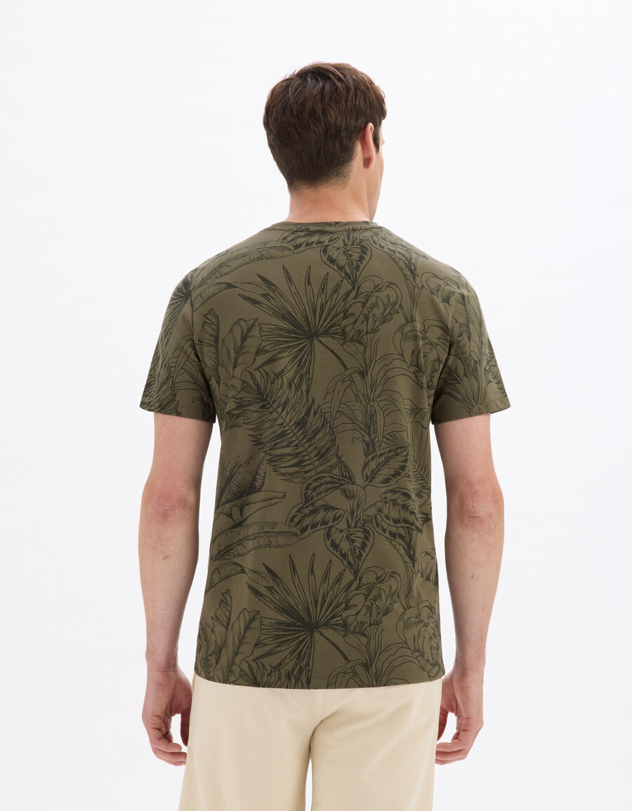 normal geschnittenes t-shirt mit rundhalsausschnitt 100 baumwolle mit blumenmuster