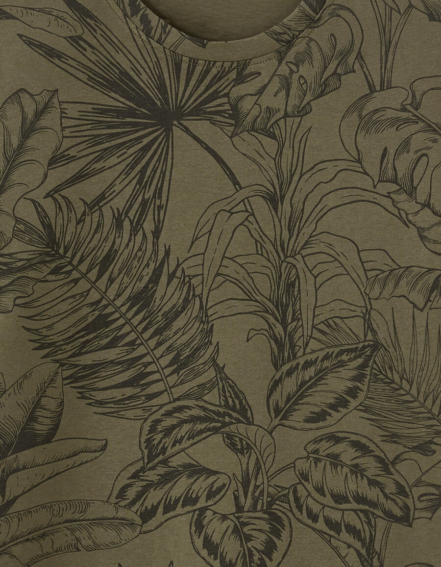 normal geschnittenes t-shirt mit rundhalsausschnitt 100 baumwolle mit blumenmuster