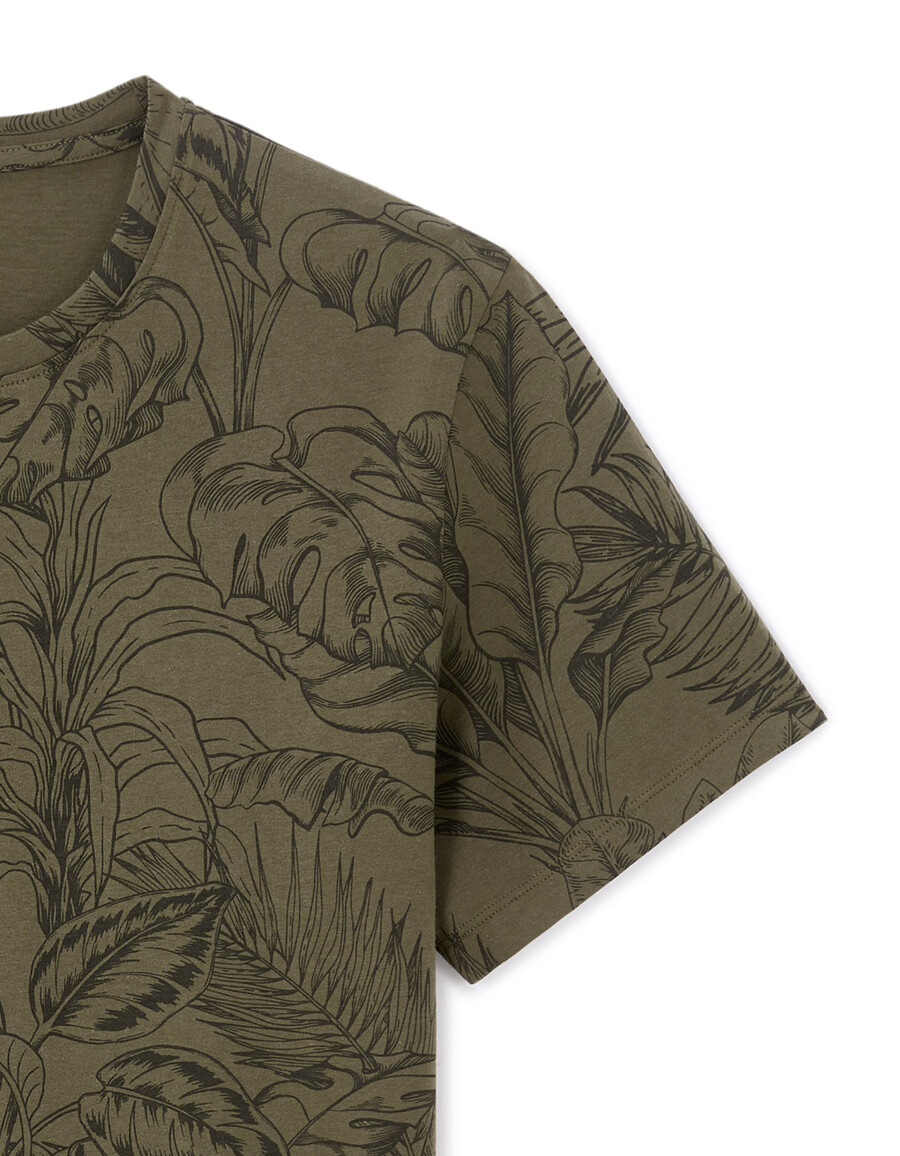 normal geschnittenes t-shirt mit rundhalsausschnitt 100 baumwolle mit blumenmuster