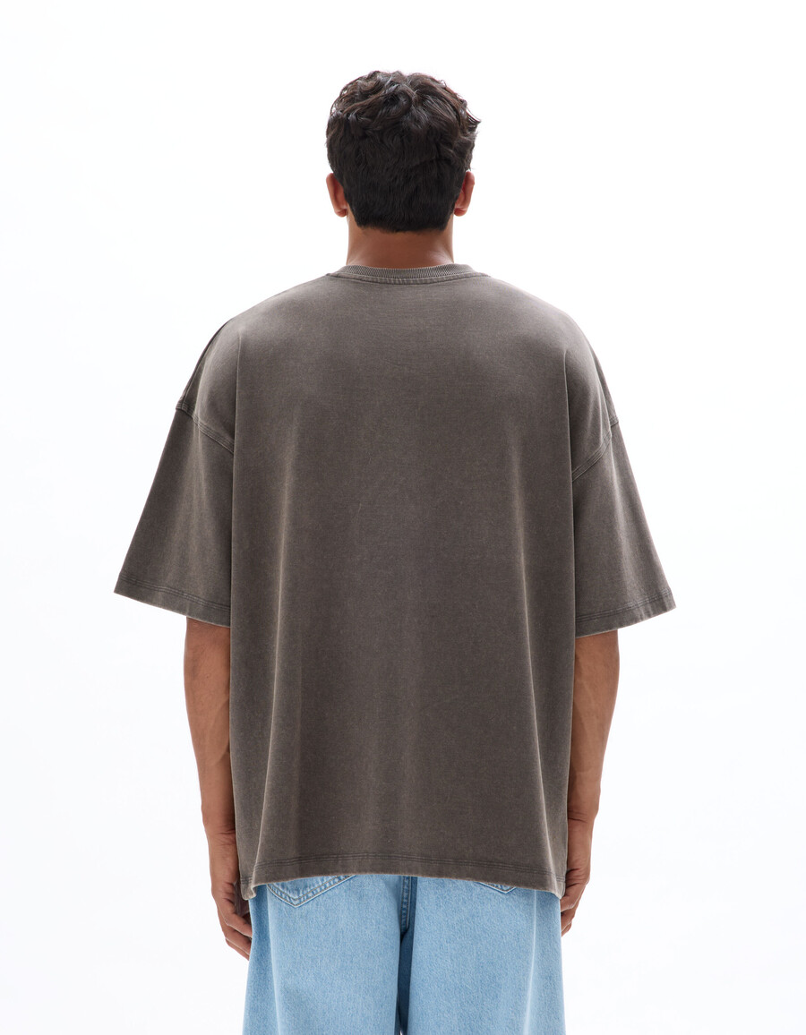 oversized-t-shirt mit rundhalsausschnitt 100 gewaschene und geprägte baumwolle