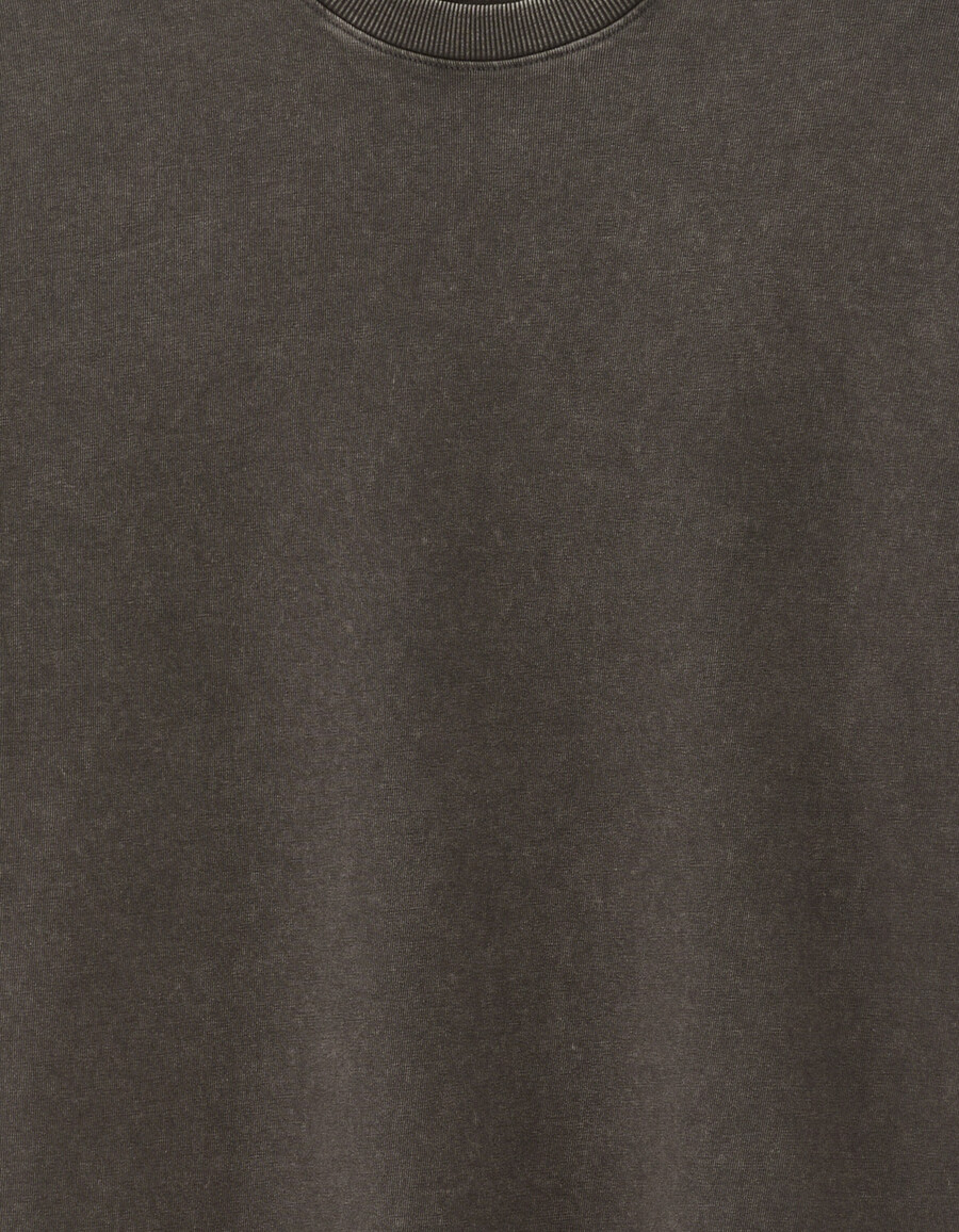 oversized-t-shirt mit rundhalsausschnitt 100 gewaschene und geprägte baumwolle
