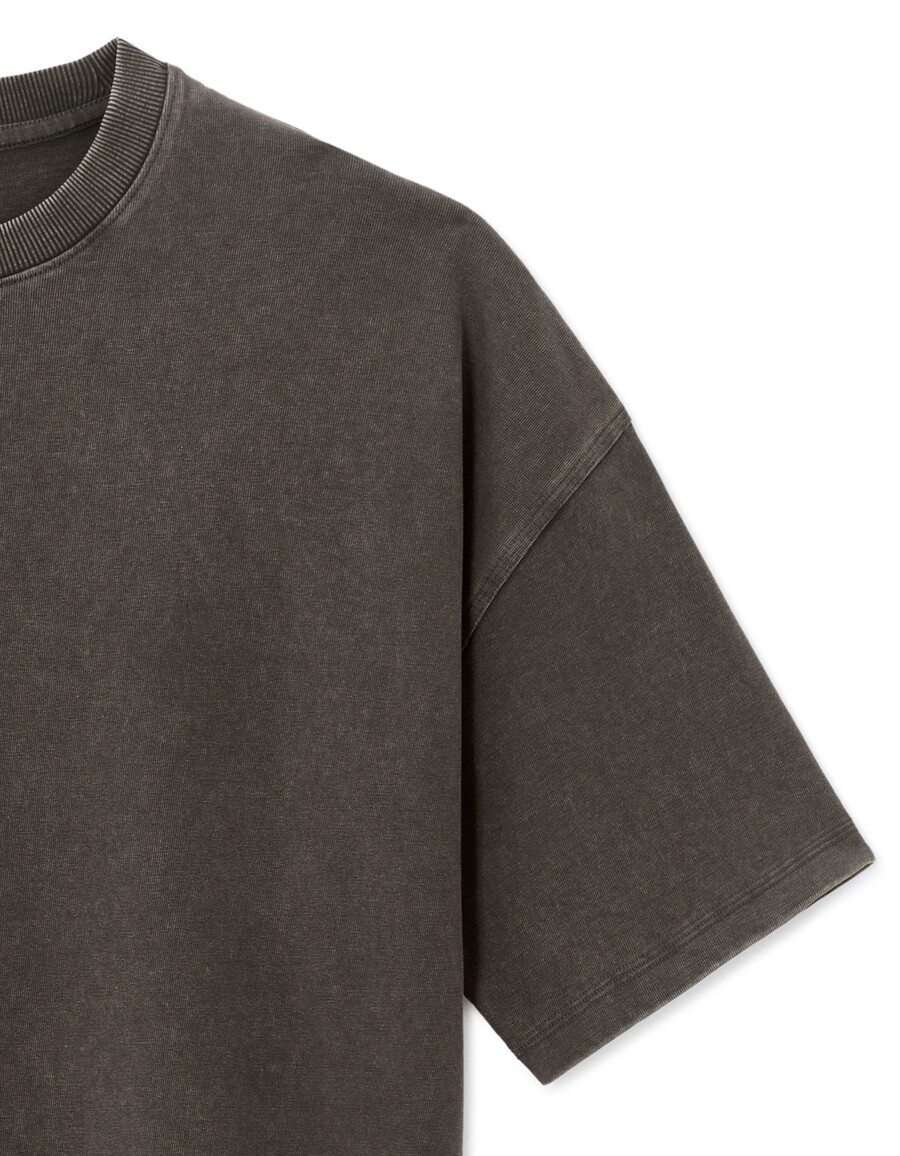 oversized-t-shirt mit rundhalsausschnitt 100 gewaschene und geprägte baumwolle