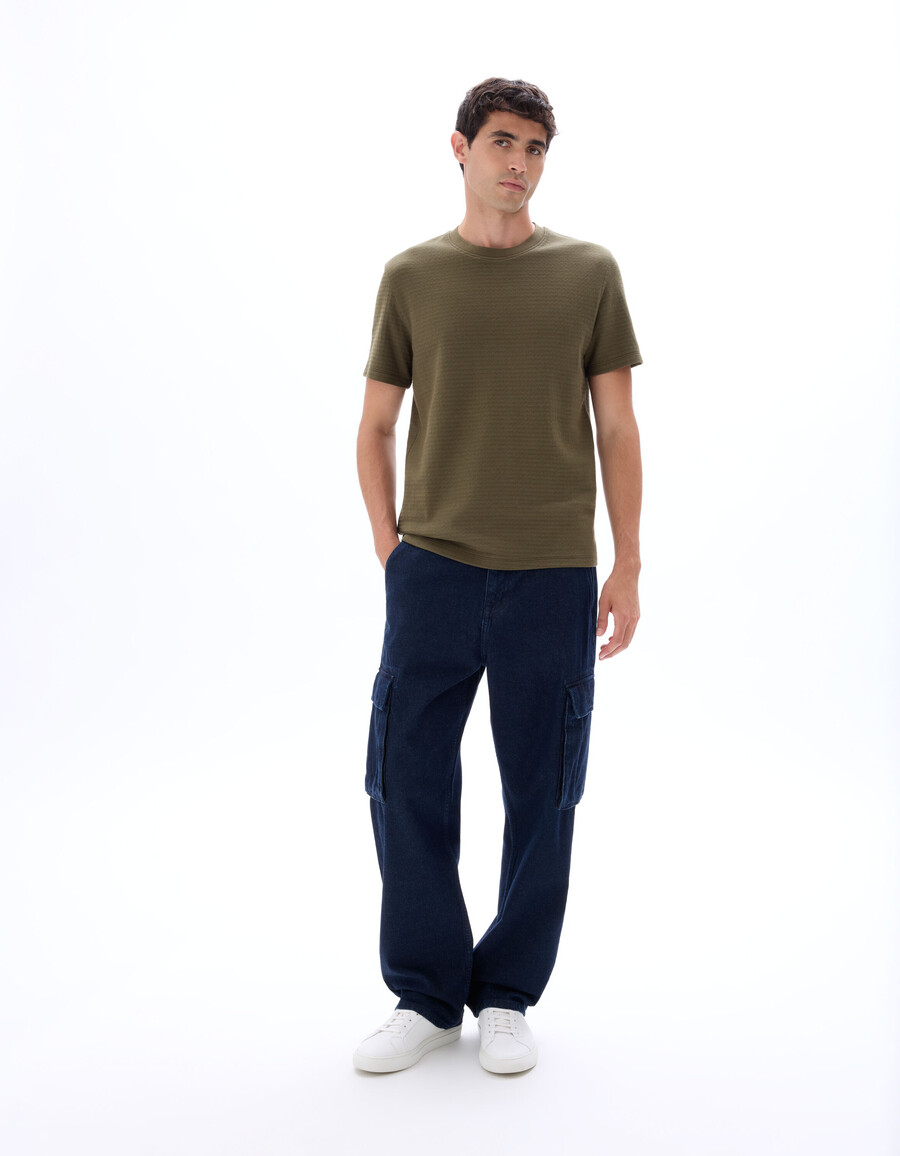 regular fit t-shirt mit rundhalsausschnitt 100 geprägte baumwolle