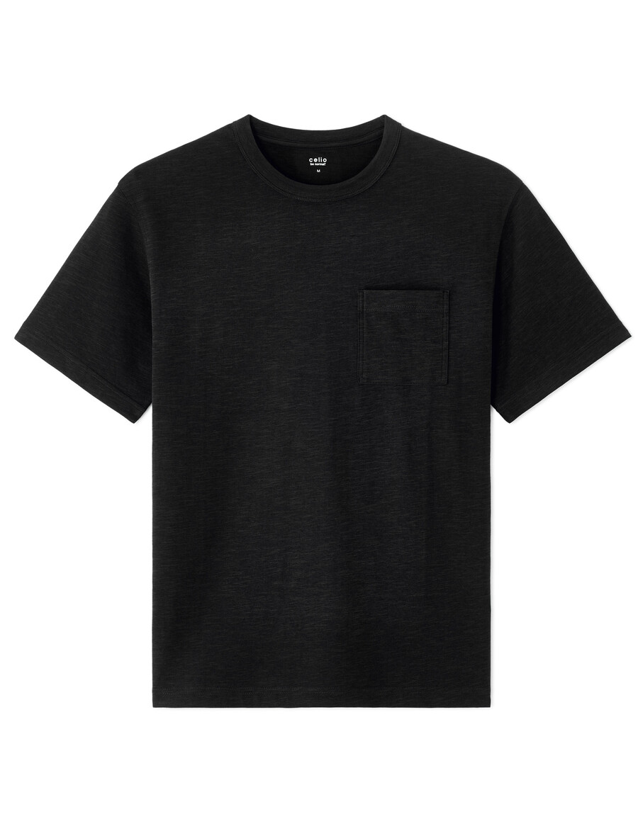 kastenförmiges t-shirt mit rundhalsausschnitt und slub-struktur