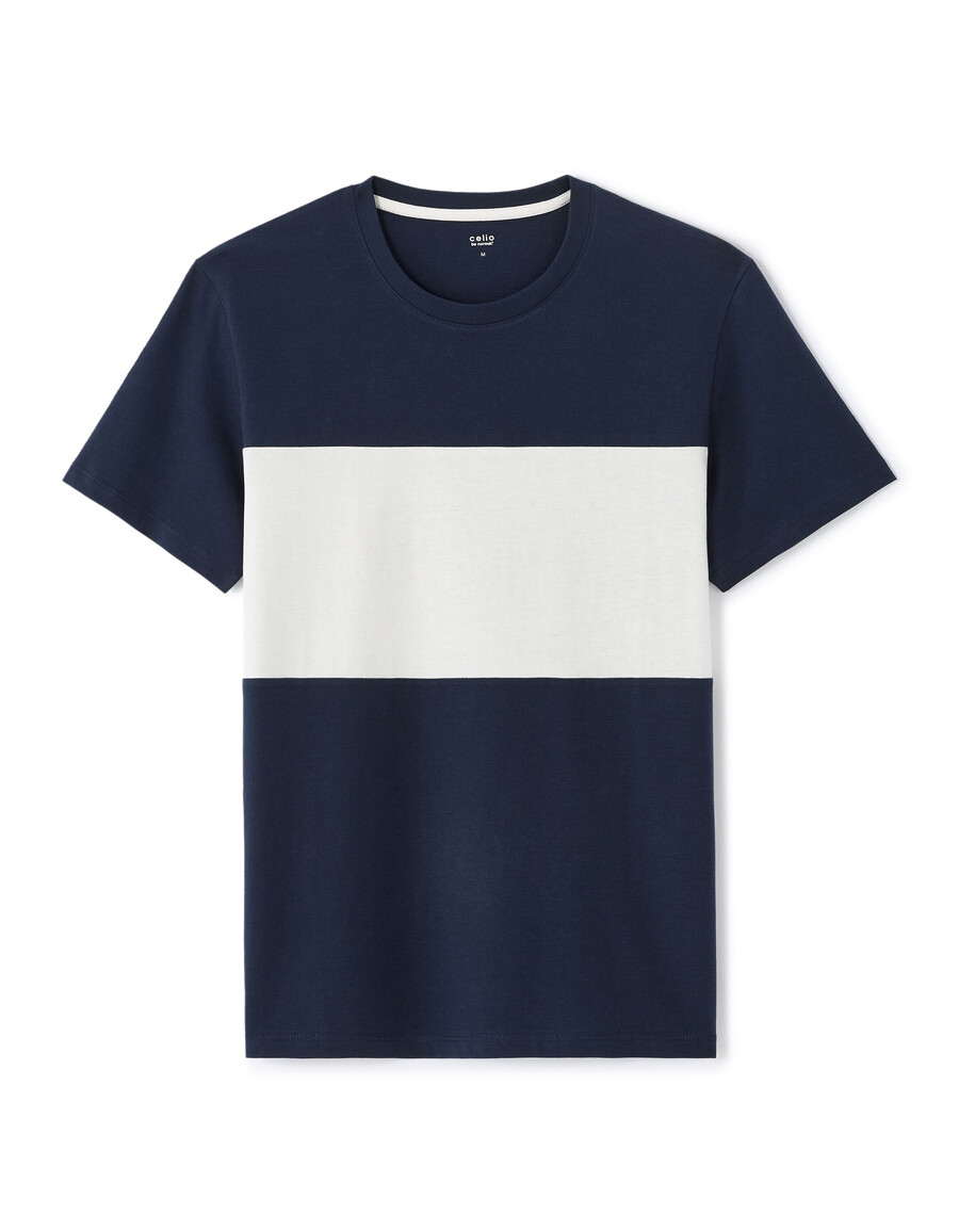 reguläres rundhals-t-shirt 100 baumwolle farbblock
