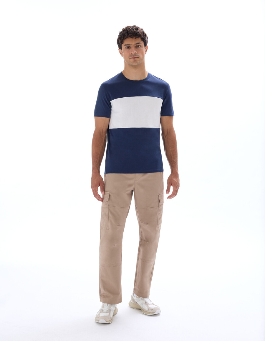 reguläres rundhals-t-shirt 100 baumwolle farbblock