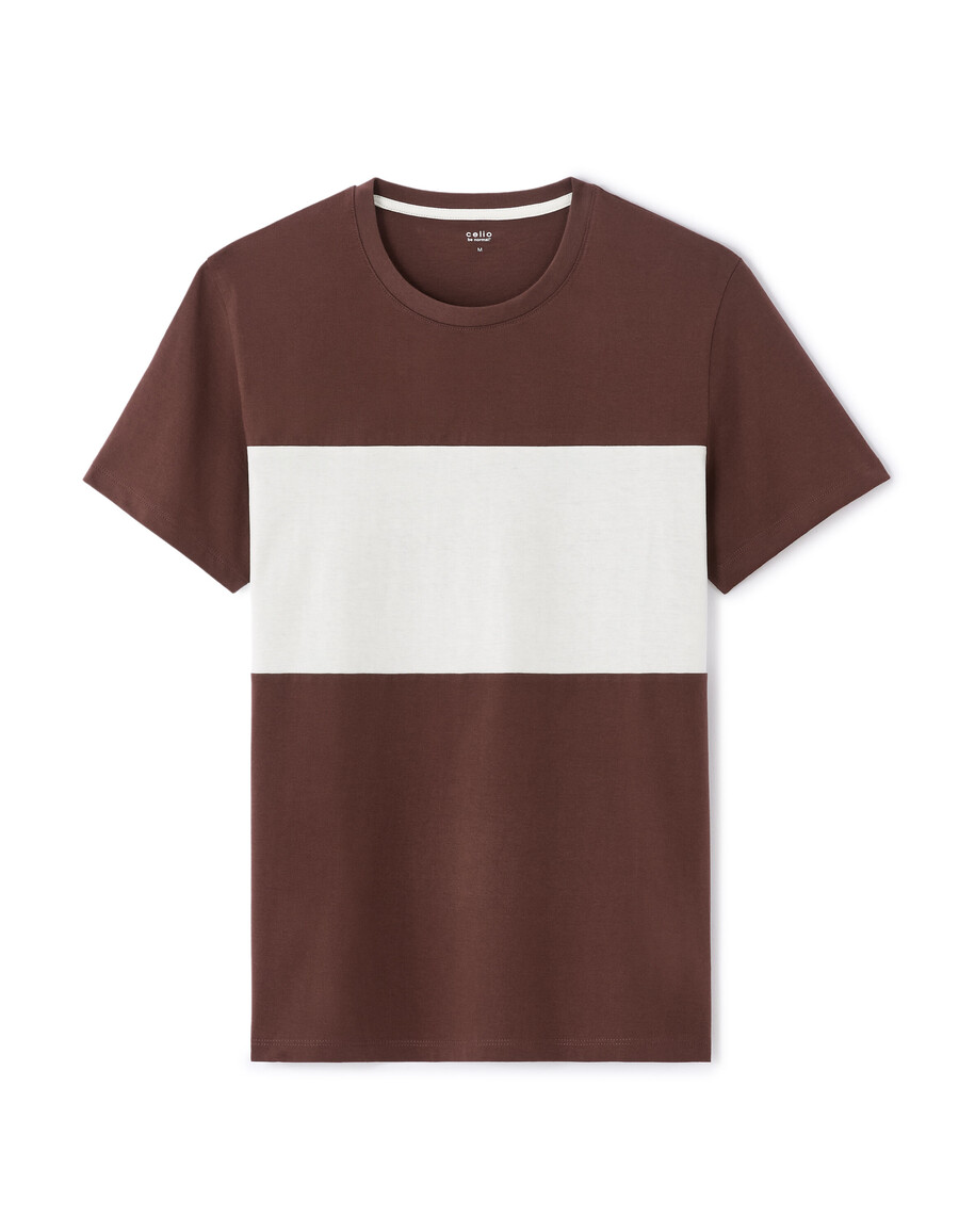 reguläres rundhals-t-shirt 100 baumwolle farbblock