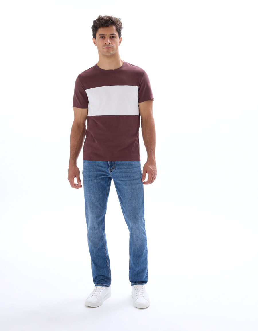 reguläres rundhals-t-shirt 100 baumwolle farbblock