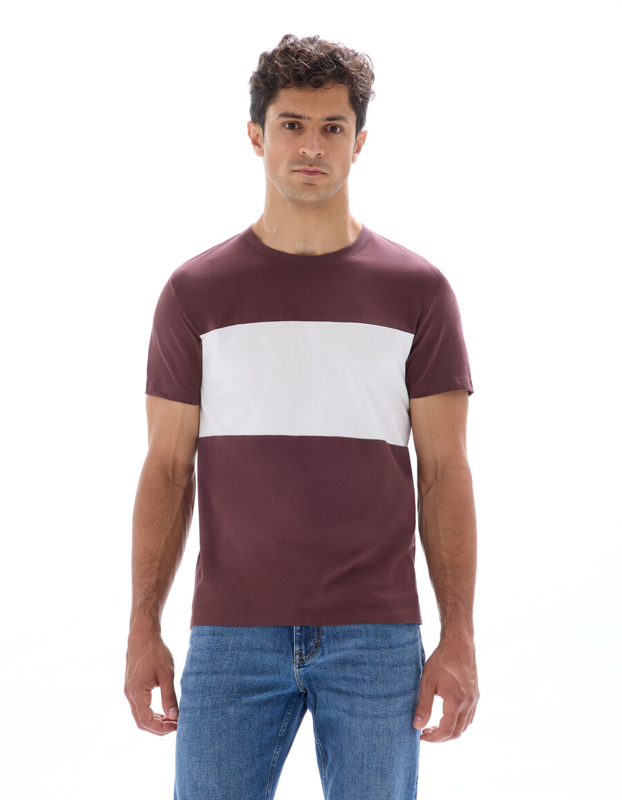 reguläres rundhals-t-shirt 100 baumwolle farbblock