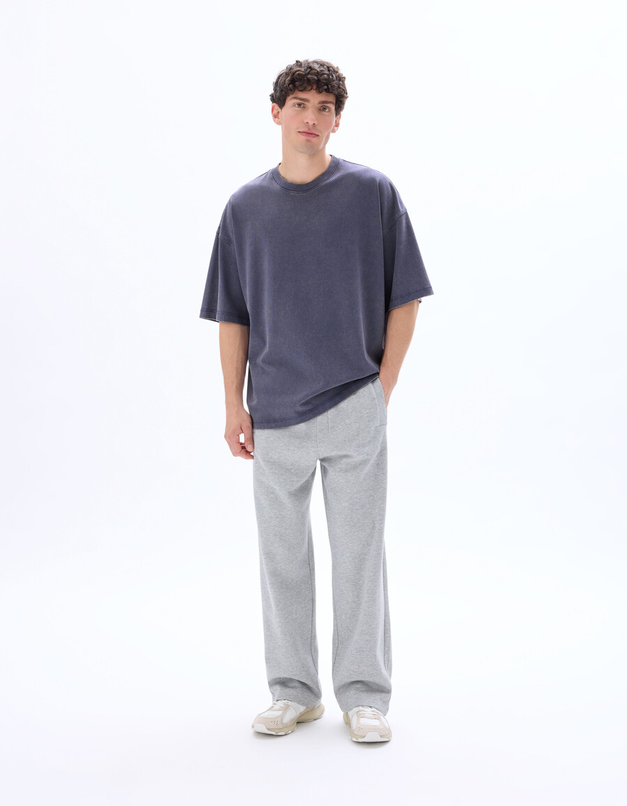 oversized-t-shirt mit rundhalsausschnitt 100 gewaschene und geprägte baumwolle