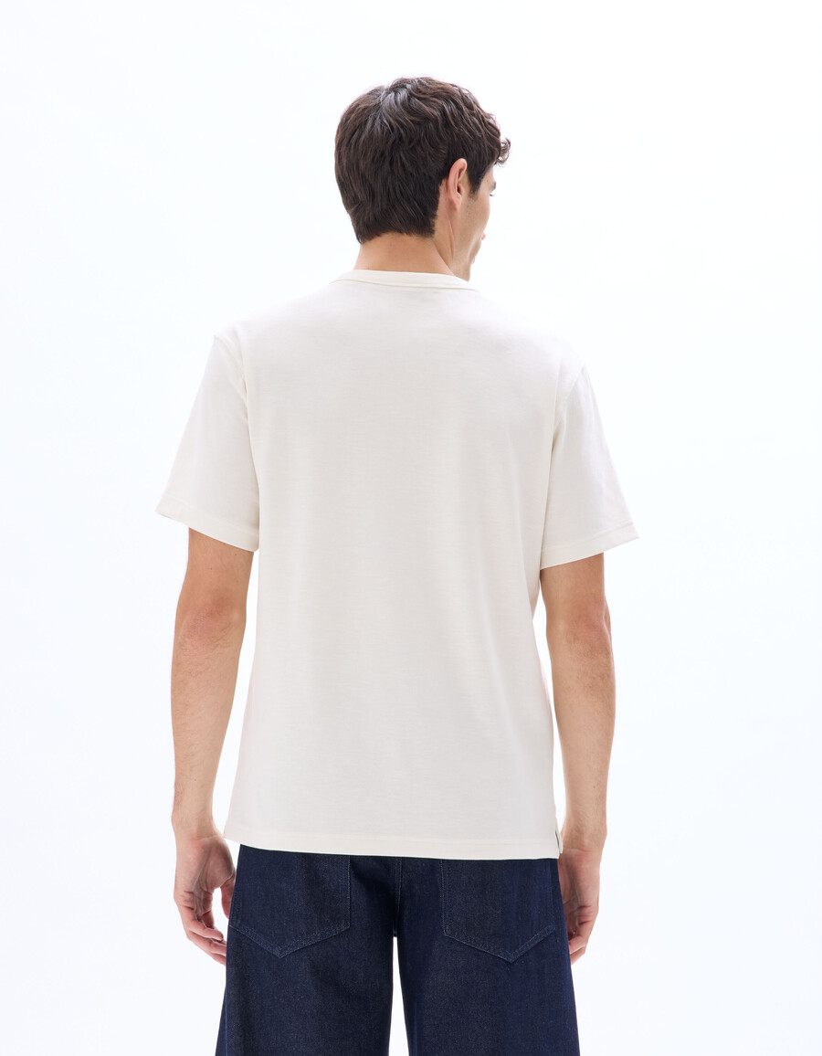 kastenförmiges t-shirt mit rundhalsausschnitt und slub-struktur