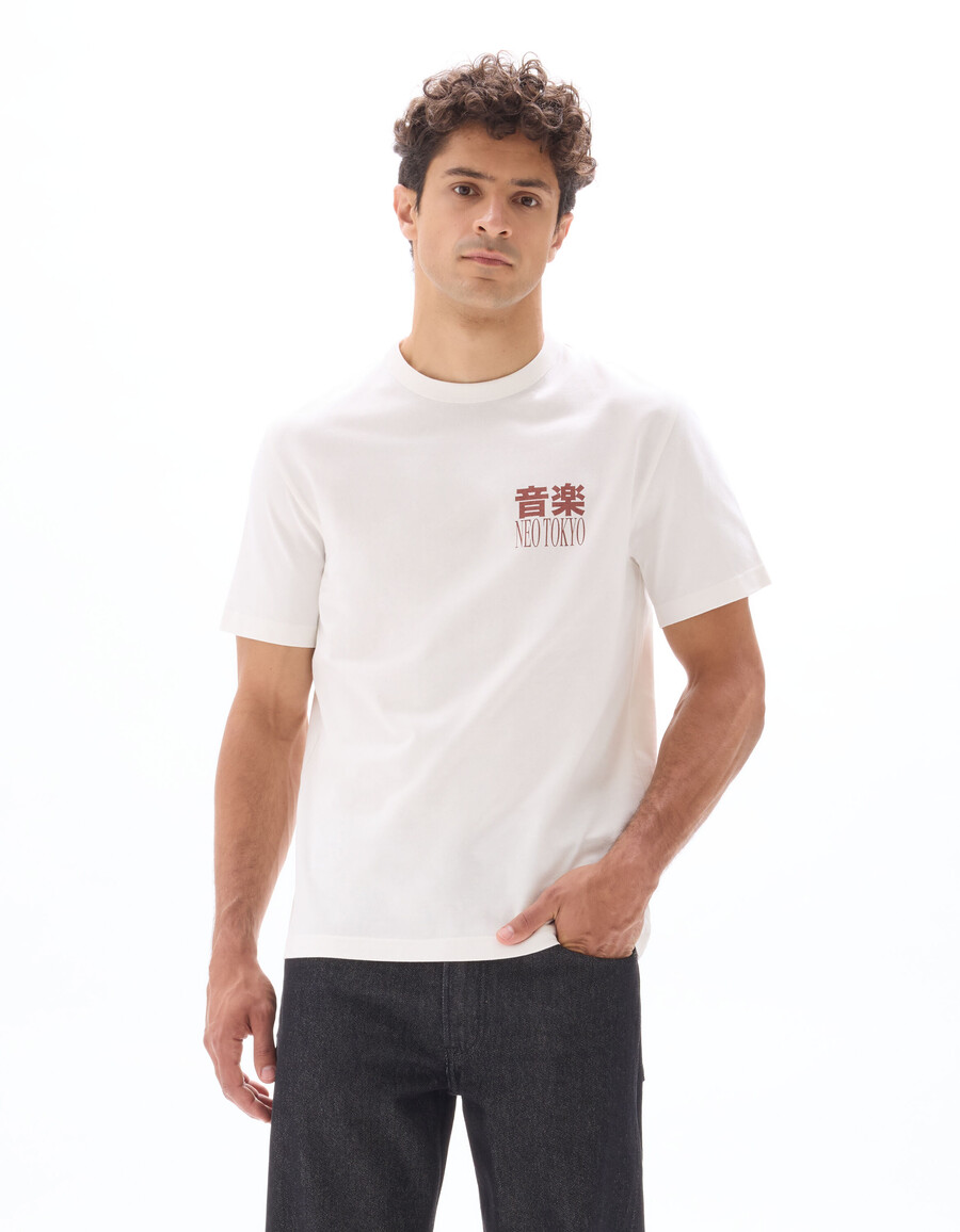 kastenförmiges t-shirt mit rundhalsausschnitt 100 baumwolle asiatischer print