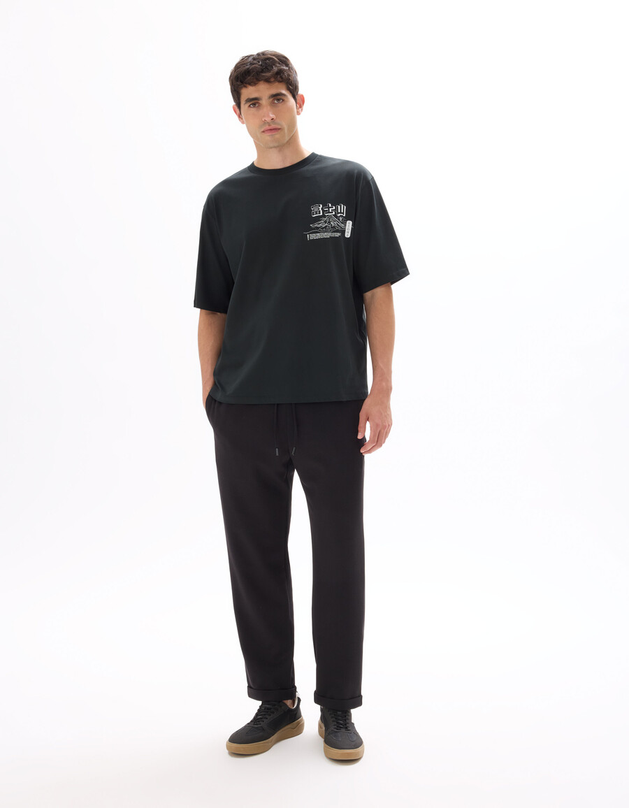 oversized-t-shirt mit rundhalsausschnitt 100 baumwolle asiatischer print
