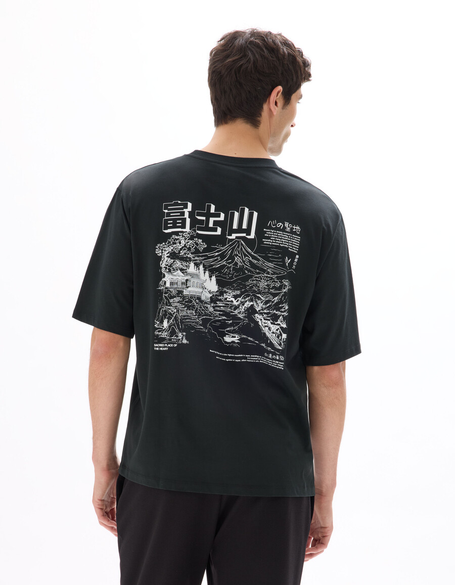 oversized-t-shirt mit rundhalsausschnitt 100 baumwolle asiatischer print