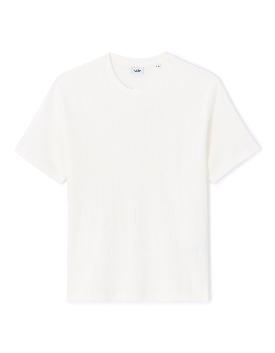 kastenförmiges plissiertes t-shirt mit rundhalsausschnitt