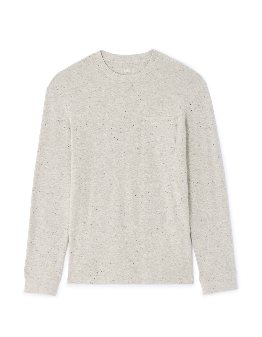 langärmeliges gesprenkeltes t-shirt in regulärer passform